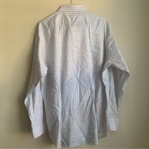 Jack Stone by Thomas Dean orange/white Men's Checkered dress Shirt size 2XL - Picture 3 of 4